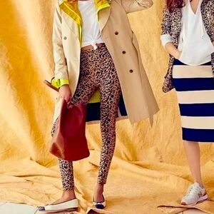 J. CREW Weekend Leopard Animal Print Leggings Knit Pants High Waist X-Small